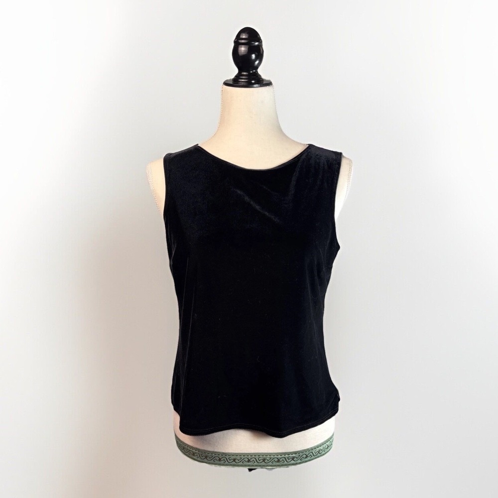 Vintage Ann Taylor Black Velvet Tank‎ Top M 90s Grunge Witchy Fairy Goth Sexy